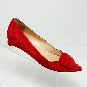 Rupert Sanderson Women's Red Suede Ballet Flats Size 35.5 Pointed Toe